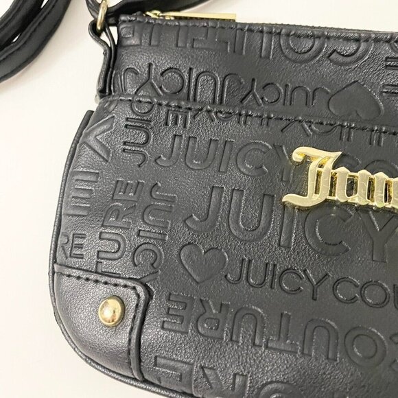 Juicy Couture Small Bag Crossbody Purse Debossed Faux Leather Shoulder Bag Flaws - Picture 4 of 16